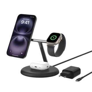 Belkin BoostCharge Pro 3in1 Magsafe Adjustable Charging Stand - Black%