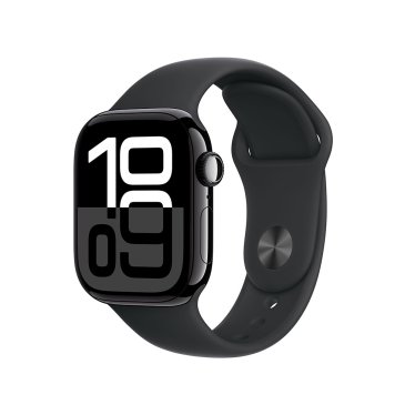 Apple Watch S10 - 42mm - Jet Black Aluminium - Black Sport Band - M/L (150-200mm)