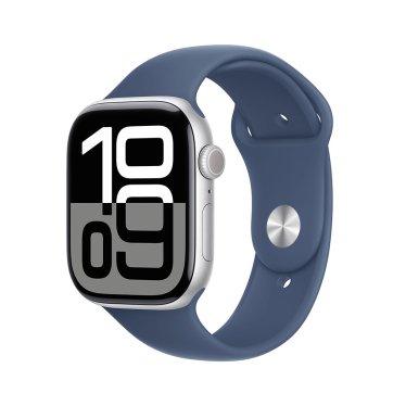 [Open Box] Apple Watch S10 - 46mm - Silver Aluminium - Denim Sport Band - S/M (140-190mm)