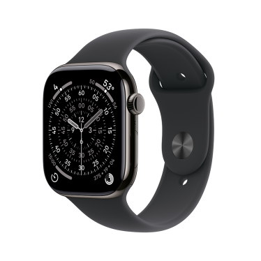 Apple Watch S11 Cellular - 42mm - Slate Titanium - Black Sport Band - S/M