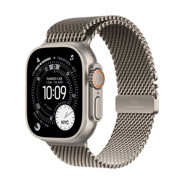 Apple Watch Ultra 3 - 49mm - Natural Titanium - Natural Titanium Milanese Loop - Small