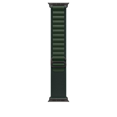 Apple Watch Strap 49mm - Black Titanium Finish - Dark Green - Alpine Loop  - L (165-210mm)