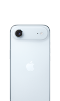 iPhone Air, achterkant, kleur Hemelsblauw, Fusion Hoofdcamerasysteem in plateau aan de bovenkant