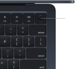 Touch ID-sensor in de rechterbovenhoek van het MacBook Air-toetsenbord