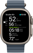 Apple Watch Ultra 3, duikgegevens op het display